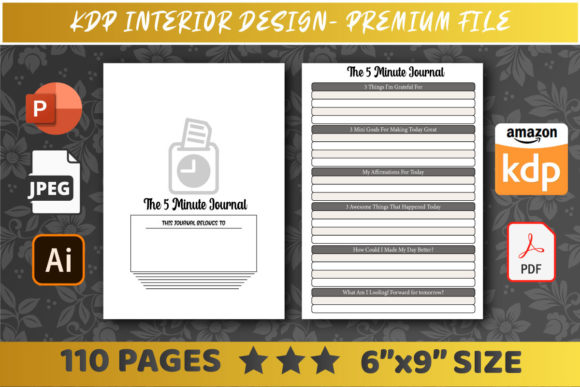 KDP Interiors The 5 Minute Journal: Streamlining Productivity with Customizable Log Book Templates