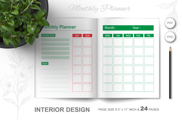 Monthly Planner KDP Interiors: Print-Ready Design Assets